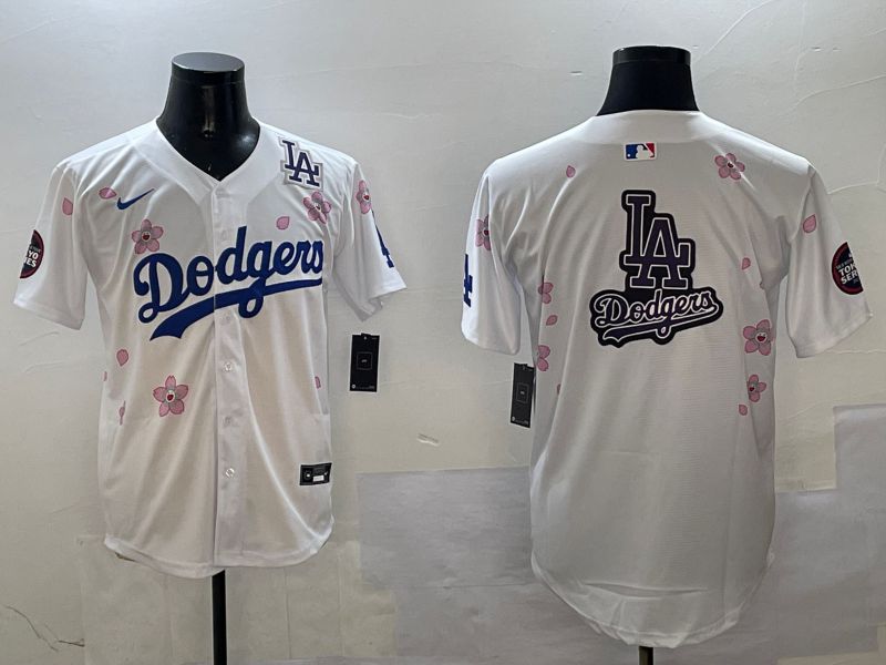 Men Los Angeles Dodgers Blank White Sakura Edition 2025 Nike MLB Jersey style 23